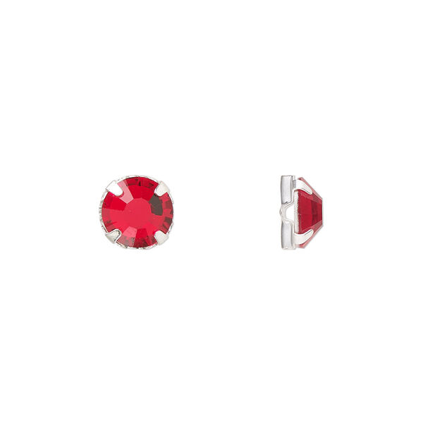 Bead 12pk rose montees light Siam silver plate, Preciosa Czech crystal 6.32-6.5mm round SS30 image number 0