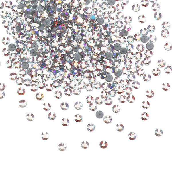Flat back, Dance With Me™ crystal hotfix rhinestone, crystal AB, foil back, 1.9-2.1mm rose, SS6. Sold per pkg of 1,440 (10 gross). image number 0