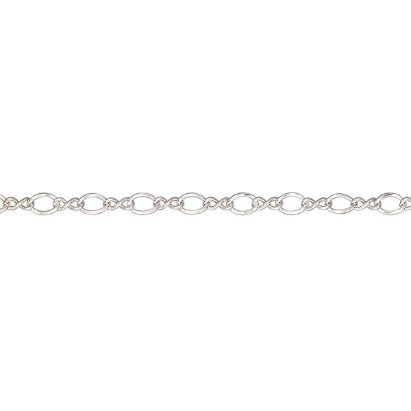 Chain, sterling silver, 2.3mm flat figure 8. Sold per pkg of 5 feet. image number 0