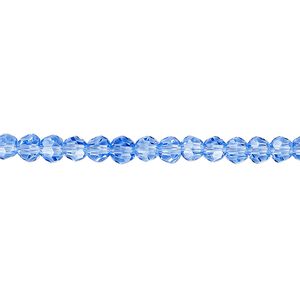 Bead 1pk 32 facets transparent light blue, Celestial Crystal® 4mm round 15.5-16 inch