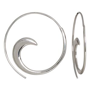 Earring, Create Compliments®, sterling silver, 33mm hoop with wave. Sold per pair.