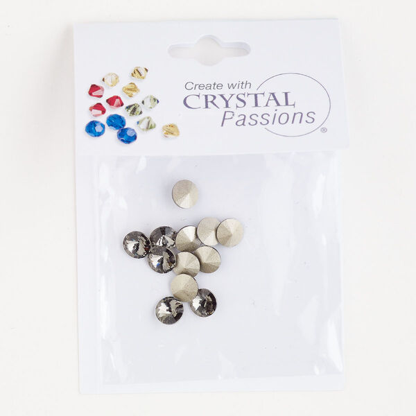 Chaton 12pk black diamond foil back, Crystal Passions® 6.14-6.32mm rivoli SS29 1122 image number 0