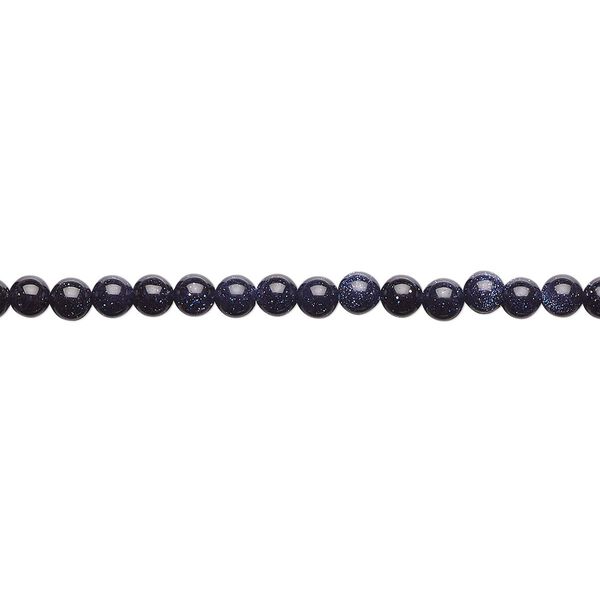 Bead, blue goldstone (glass) (man-made), 3mm round. Sold per 15-1/2" to 16" strand. image number 0