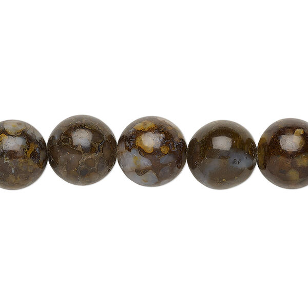Bead, brown opal (stabilized), 10mm round, B grade, Mohs hardness 5 to 6-1/2. Sold per 15-1/2" to 16" strand. image number 0