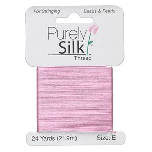 Thread, Purely Silk™, strawberry pink, size E. Sold per 24-yard card.