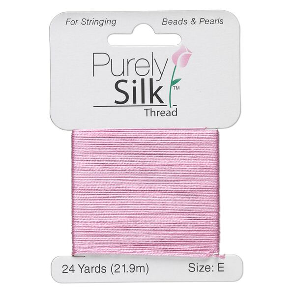 Thread, Purely Silk™, strawberry pink, size E. Sold per 24-yard card. image number 0