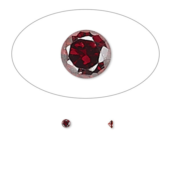 Gem, cubic zirconia, garnet red, 2mm faceted round, Mohs hardness 8-1/2. Sold per pkg of 10. image number 0