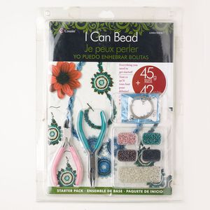 Finding and tool starter kit, "pewter" (zinc-based alloy) / steel / brass, pkg/1, antique silver finish and assorted colors, assorted sizes and shapes.