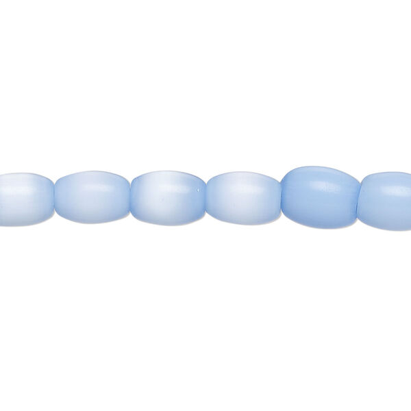 Bead, fiber optic glass, pkg/14 inch, opaque blue, 8x6mm center-drilled oval. image number 0
