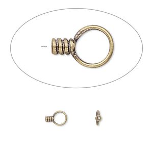 Crimp end, antique gold-plated brass, 2.5x1.5mm tube with loop, 0.5mm inside diameter. Sold per pkg of 10.