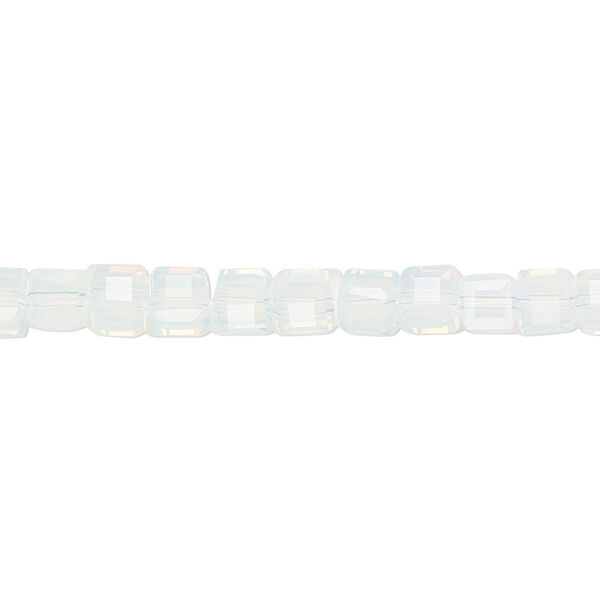 Bead 1pk 18 facets transparent clear frosted, Celestial Crystal® 4mm cube 15.5-16 inch image number 0