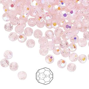 Bead 720pk pink sapphire AB, Preciosa Czech crystal 4mm round