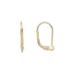 Ear wire leverback 1pkg100 gold-plated, 18mm / open loop, brass 50 pair