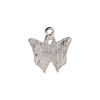 Charm 1pkg4, imitation rhodium-plated "pewter" (zinc alloy) / enamel, red / white, 19x17mm butterfly / awareness ribbon image number 1