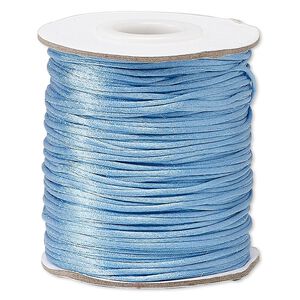 Cord, Satinique™, satin, denim blue, 1mm mini. Sold per 200-foot spool.