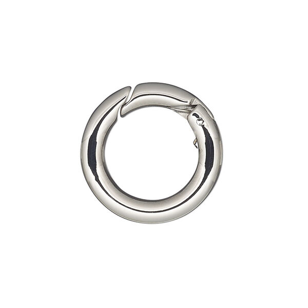 Clasp, self-closing hook, stainless steel, 20.5mm round with rounded edges. Sold individually. image number 0