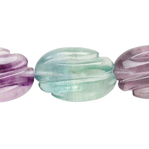 Rainbow fluorite 1pkg1, hand-cut carved oval bead natural 15.5-16 inch 24x16mm