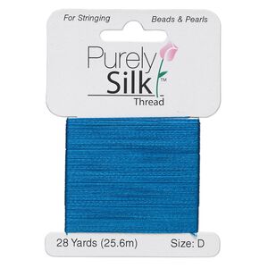 Thread, Purely Silk™, royal blue, size D. Sold per 28-yard card.