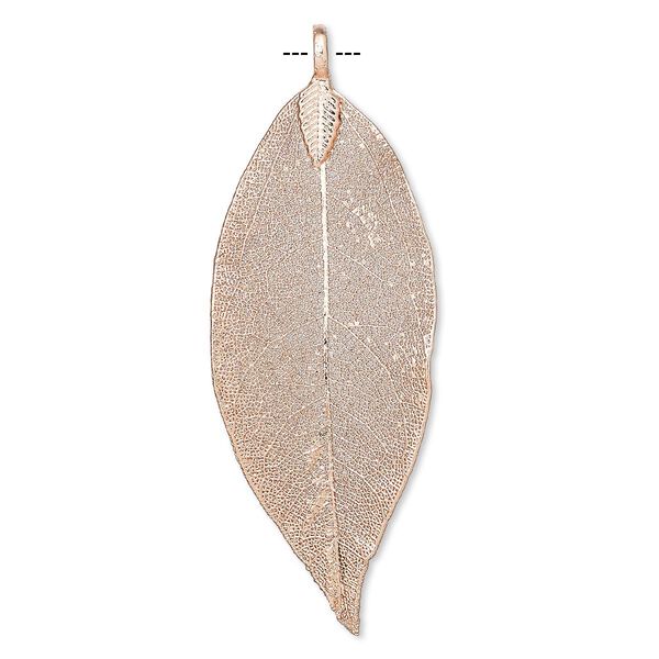 Pendant, Everyday Jewelry, Indian rubber plant and copper-plated brass, 48x20mm-77x51mm leaf. Sold individually. image number 0