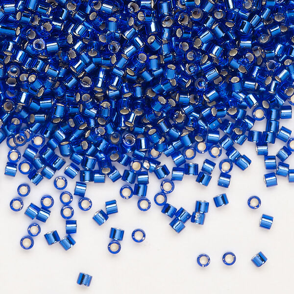 Seed bead, Delica®, glass, pkg/250g, #10 round, transparent silver-lined cobalt (DBM-0047). image number 0