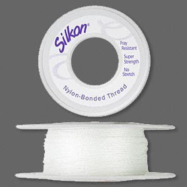 Thread, Silkon®, bonded nylon, heavyweight #3, white. Sold per 20-yard spool. image number 0