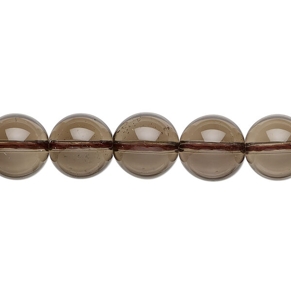 Bead, smoky quartz (heated / irradiated), light to medium, 10mm round, B grade, Mohs hardness 7. Sold per 15-1/2" to 16" strand. image number 0