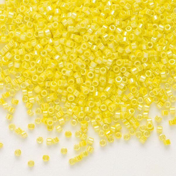 Seed bead, Delica®, glass, pkg/50g, #11 round, opaque rainbow yellow (DB-0160). image number 0