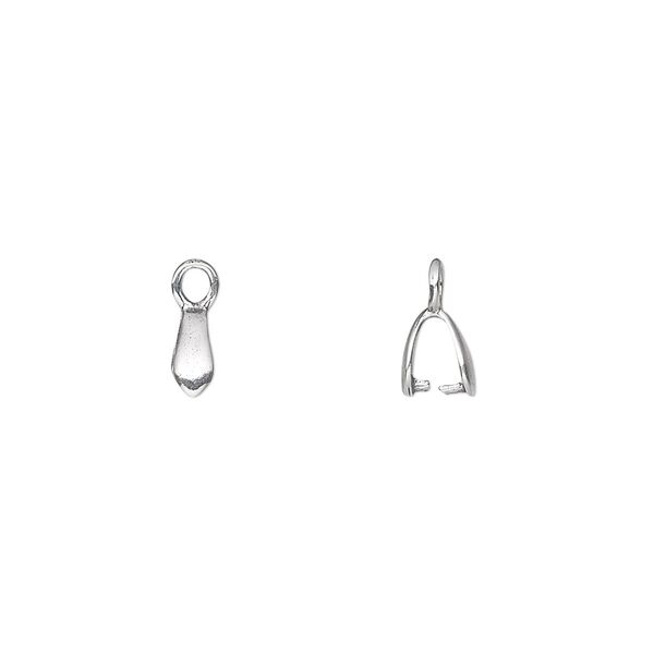 Bail, ice-pick, antiqued sterling silver, 6x2mm teardrop, 4mm grip length. Sold per pkg of 2. image number 0