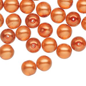 Czech glass 1pkg60, round druk bead pearl-coated copper 8mm