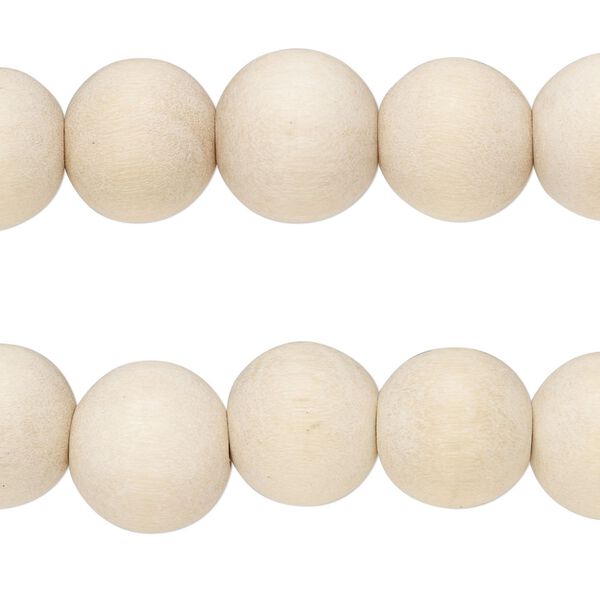 Bead, Taiwanese cheesewood (natural), pkg/(2) 16 inches, 12mm center-drilled round. image number 0