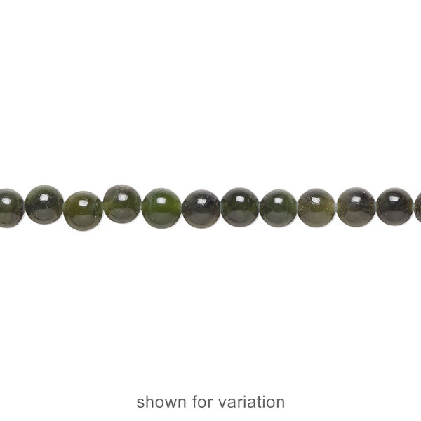 Nephrite jade 1pkg1, round bead natural 15.5-16 inch 4mm image number 1