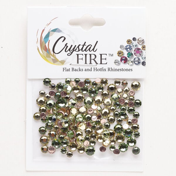 Flat back mix 1pkg144 peridot and jonquil foil back, Crystal FIRE®, 3.00-4.80mm hotfix round SS12 / SS16 / SS20 image number 0