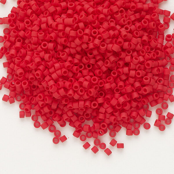 Seed bead, Delica®, glass, pkg/7.5g, #11 round, opaque matte red (DB-0753). image number 0