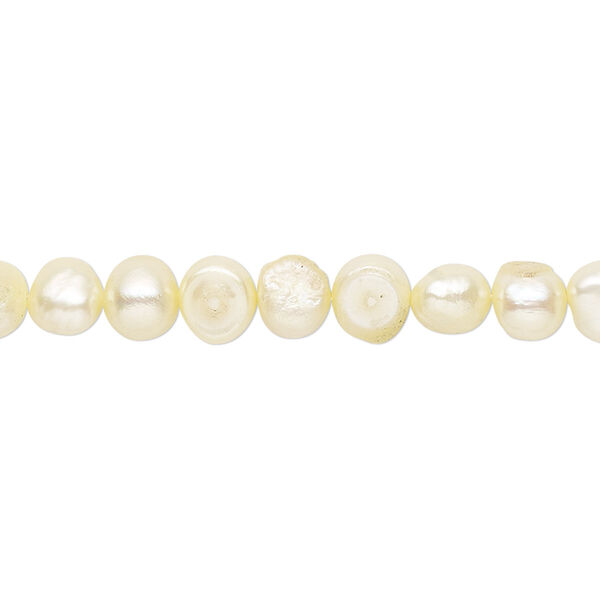 Pearl, cultured freshwater (dyed), daffodil, 5x3mm-6x4mm semi-round with 0.4-0.6mm hole, D grade, Mohs hardness 2-1/2 to 4. Sold per 15-inch strand. image number 0