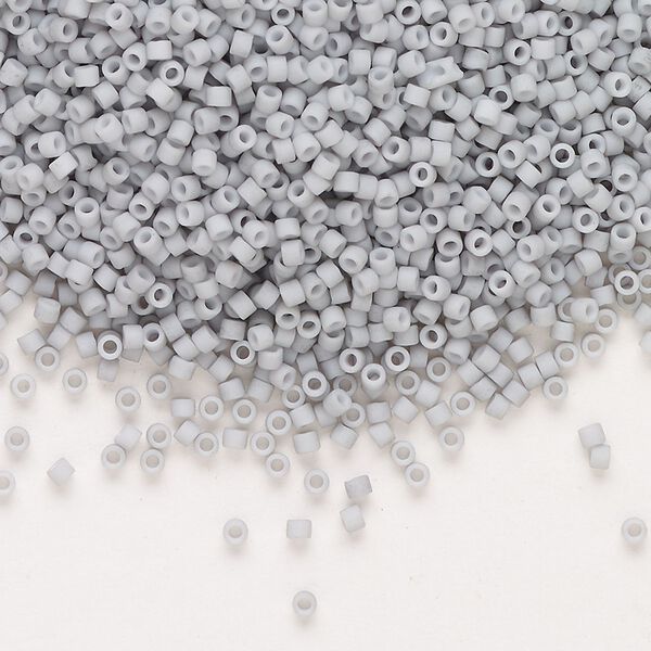 Seed bead, Delica®, glass, pkg/7.5g, #11 round, opaque matte glazed light smoke (DB-1518-1). image number 0