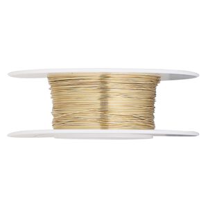 Wire, 12Kt gold-filled, half-hard, round, 30 gauge. Sold per 1/4 ounce spool.