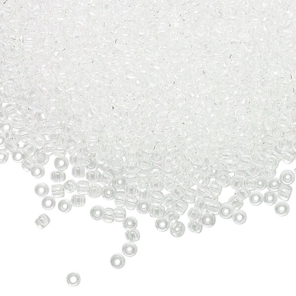Seed bead, TOHO BEADS®, glass, pkg/7.5g, #11 round, transparent crystal clear (TR-11-1). image number 0