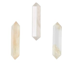 Moonstone 1pkg1, undrilled double terminated point component natural 20x4mm-22x6mm