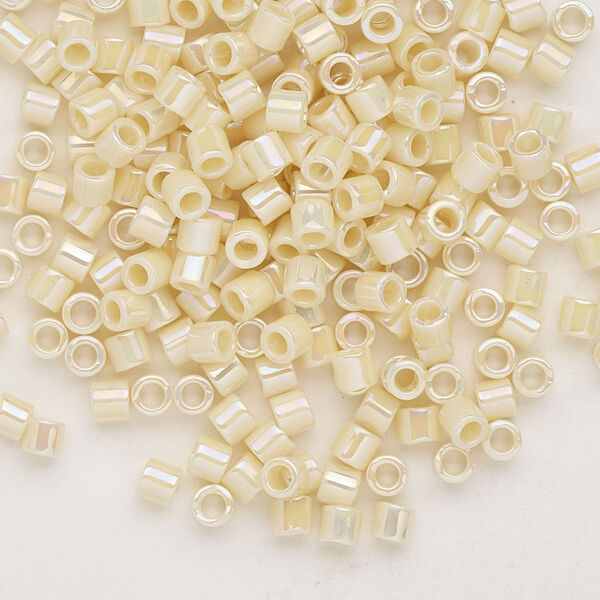 Seed bead, Delica®, glass, pkg/250g, #8 round, opaque rainbow cream (DBL-0157). image number 0