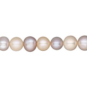 Pearl, White Lotus™, cultured freshwater, mauve and peach, 7-7.5mm semi-round, B- grade, Mohs hardness 2-1/2 to 4. Sold per 15-1/2" to 16" strand.