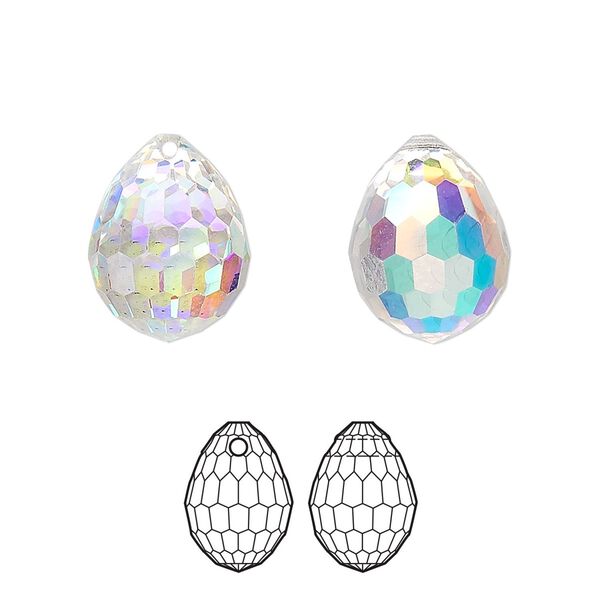Drop 1pk crystal AB, Crystal Passions® 15x11.5mm pendant teardrop 6002 image number 0