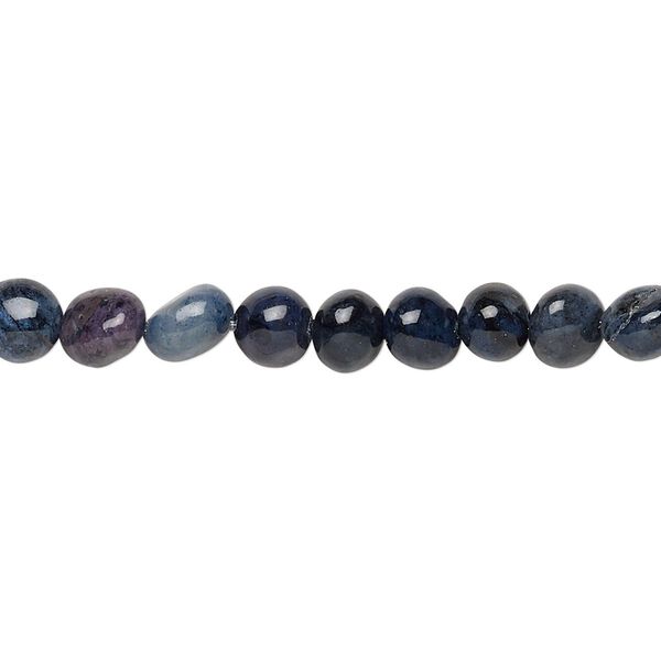 Dumortierite 1pkg1, pebble bead natural 8 inch small image number 0