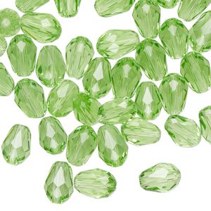 Bead Celestial Crystal® 1pkg60, 8x6mm teardrop / 66 facets, transparent medium green
