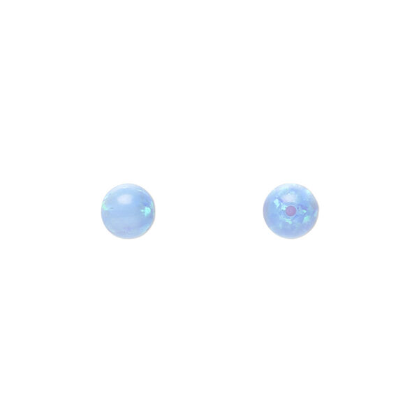 Bead, "opal" (silica and epoxy) (man-made), light blue, 6mm half-drilled round. Sold per pkg of 2. image number 0