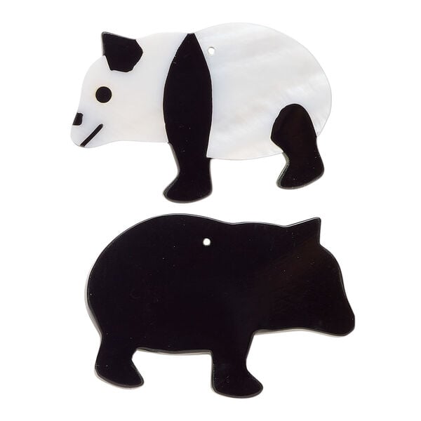 Kabibe shell 1pkg1, panda focal white and black 39x25mm image number 0