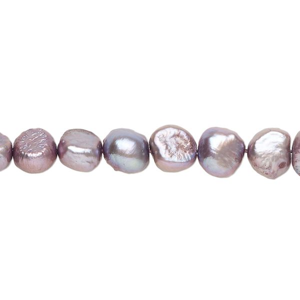 Freshwater pearl 1pkg1, flat-sided potato, 15 inch lilac 7-8mm cultured image number 0