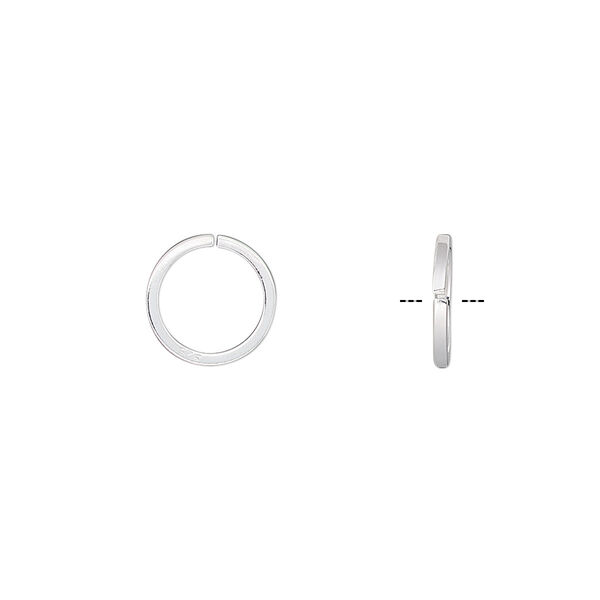 Jump ring, sterling silver, 10mm round square wire, 7.7mm inside diameter, 18 gauge. Sold per pkg of 50. image number 0