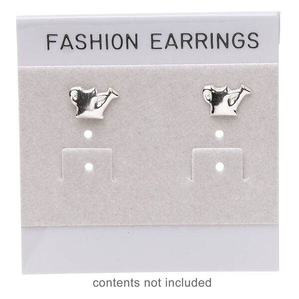 Earring card, flocked plastic, grey and black, 2x2-inch square with "FASHION EARRINGS." Sold per pkg of 100. image number 1
