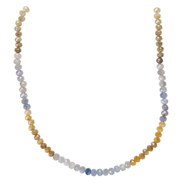 Multi-sapphire 1pkg1, hand-cut faceted rondelle bead 12 inch 5x4mm-6x5mm image number 0