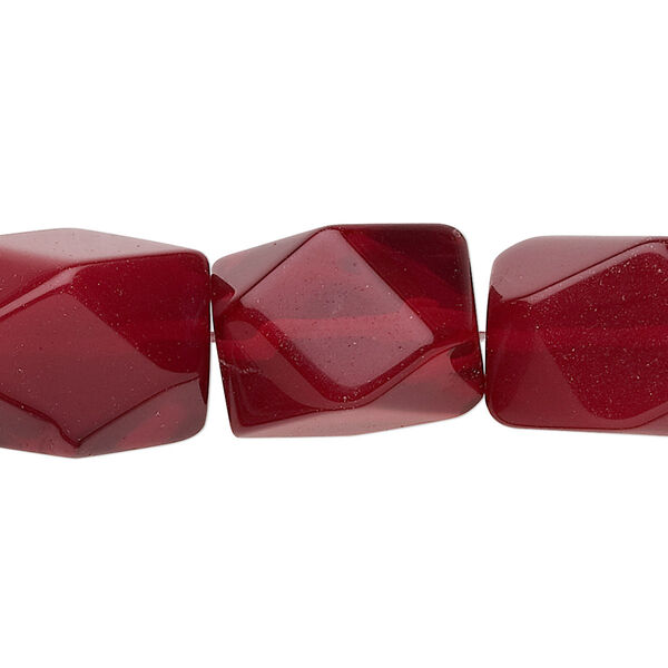 Bead, glass, candy red, small to medium faceted nugget. Sold per 15-1/2" to 16" strand. image number 0